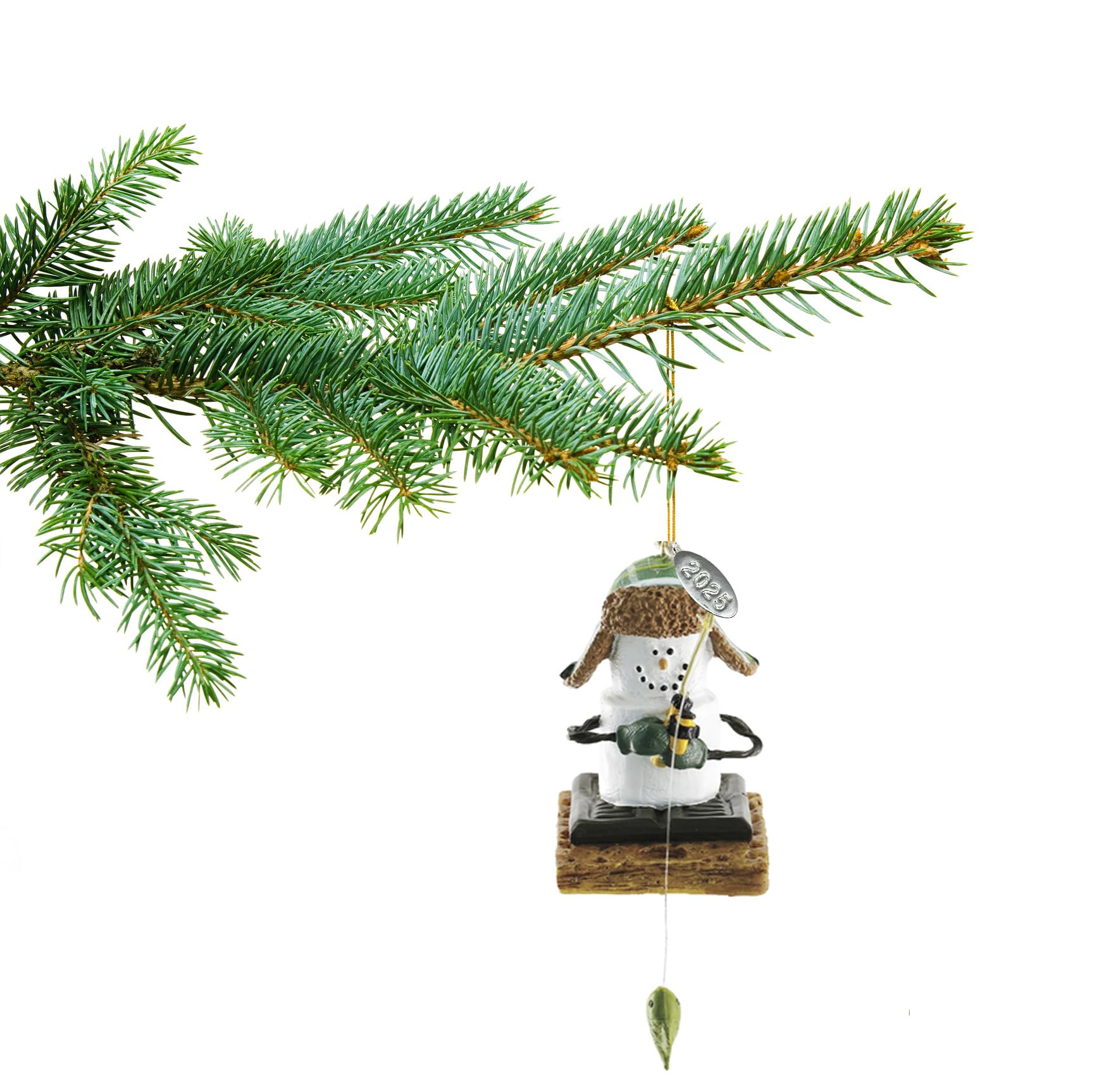 Smores Ice Fishing Ornament, Ice Fisherman, Fish on Rod - Comes in Gift Box so It's Ready for Giving