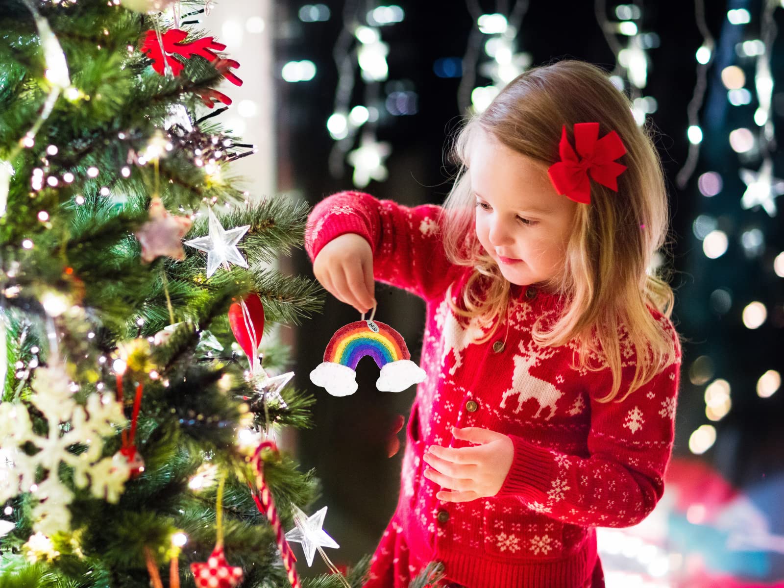 Cute Felt Rainbow Christmas Ornament, Felt Fair Trade, Made in Nepal - Comes in a Gift Bag