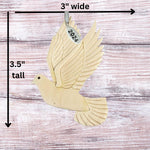 Stunning White Wood Dove Ornament, 2024 Dove of Peace Ornament, Religious Ornaments - Handcrafted, Comes in a Gift Box so It's Ready for Giving
