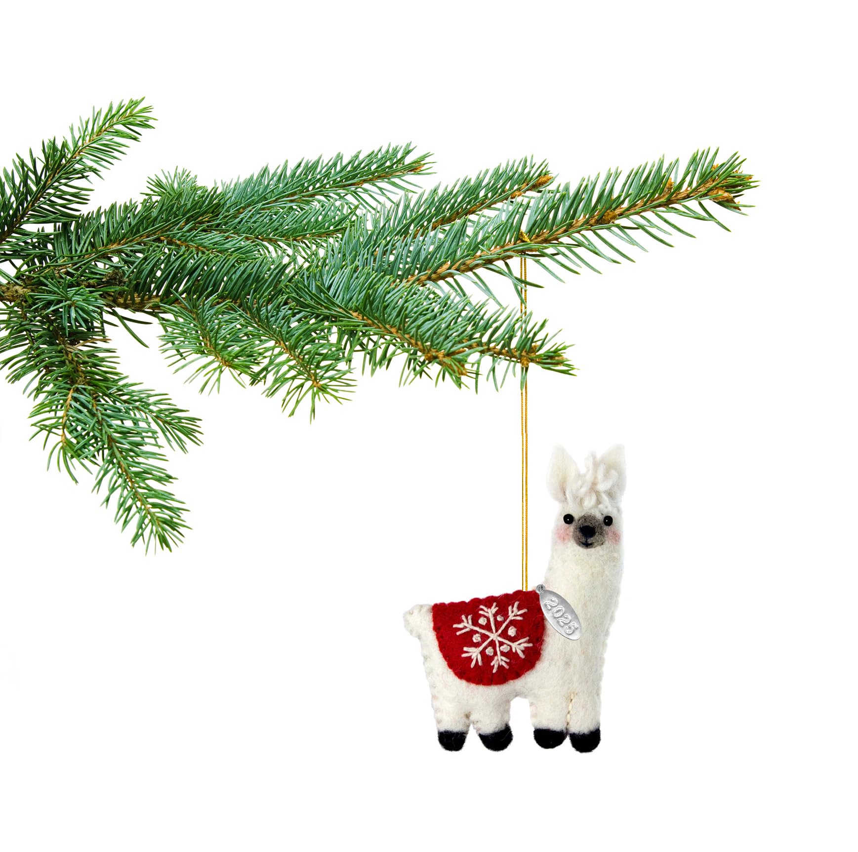 Llama Christmas Ornaments 2025, Fair Trade, Hand Felted, Comes in a Gift Bag