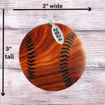 2024 Baseball Christmas Ornament - Intarsia Two-Tone Wood Design, Comes in Gift Box