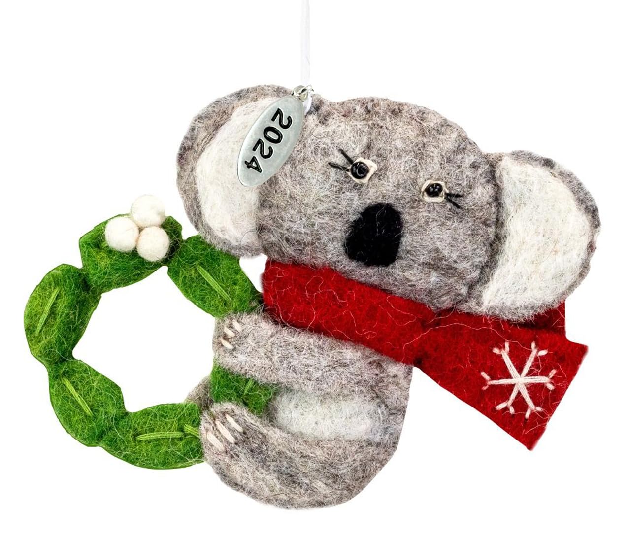 Koala Gifts, Koala Christmas Ornament, Felt Koala Ornament 2025, Fair Trade, Hand Felted Made in Nepal - Comes in a Gift Box so It's Ready for Giving!