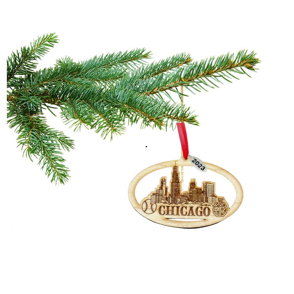 Chicago Ornament 2024, Beautiful Laser Cut Wood Chicago Gifts, Windy City Gift Idea, Chicago Trip Souvenir Idea, City Gifts, Comes in a Gift Box