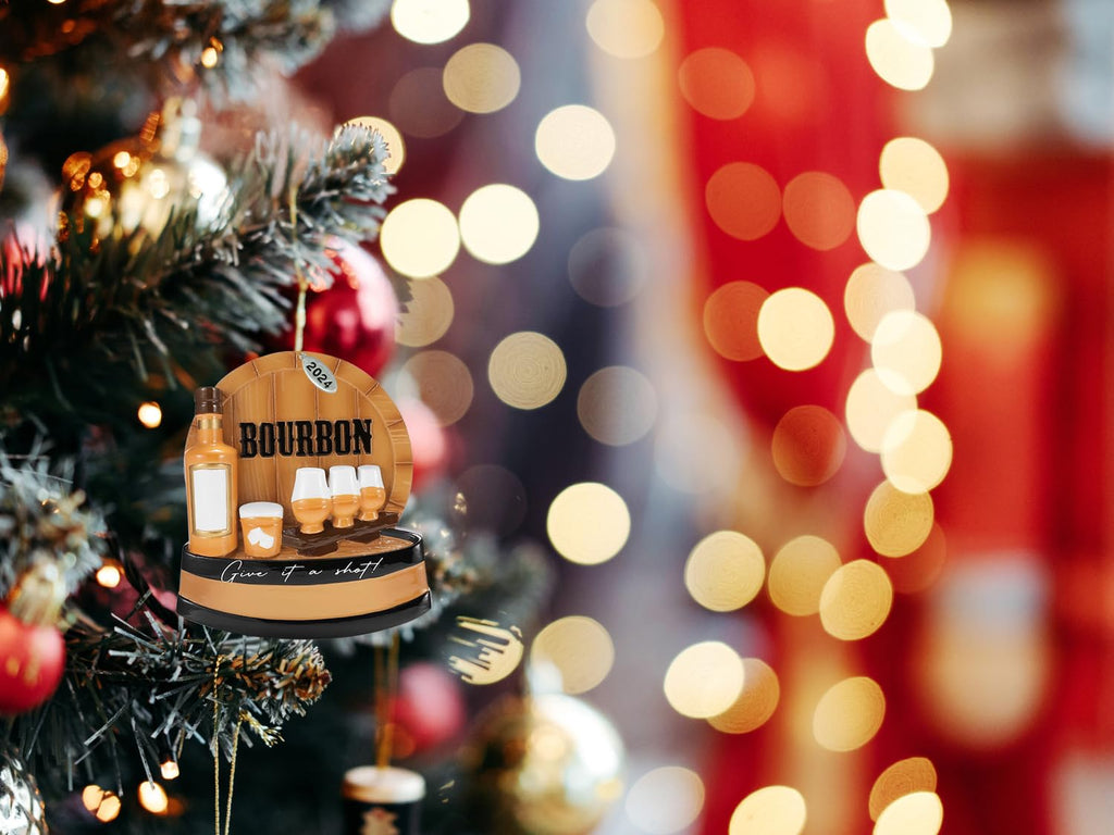 Bourbon Whiskey Christmas Ornaments - Can Easily Be Personalized at Home, Great Bourbon Gifts for Men, Bourbon Stocking Stuffers, Comes in Gift Box