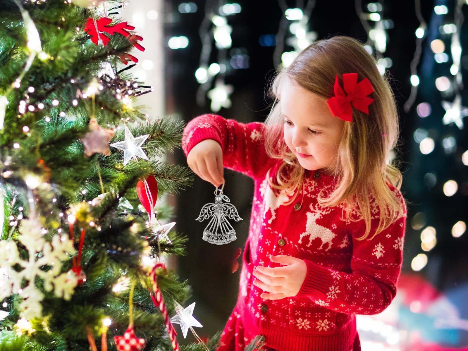 Metal Angel Christmas Ornament 2024 for Nurse, Mom, Grandma, Daughter, Friend or Sister with Sparkling Stones (Nurse - Blessed)