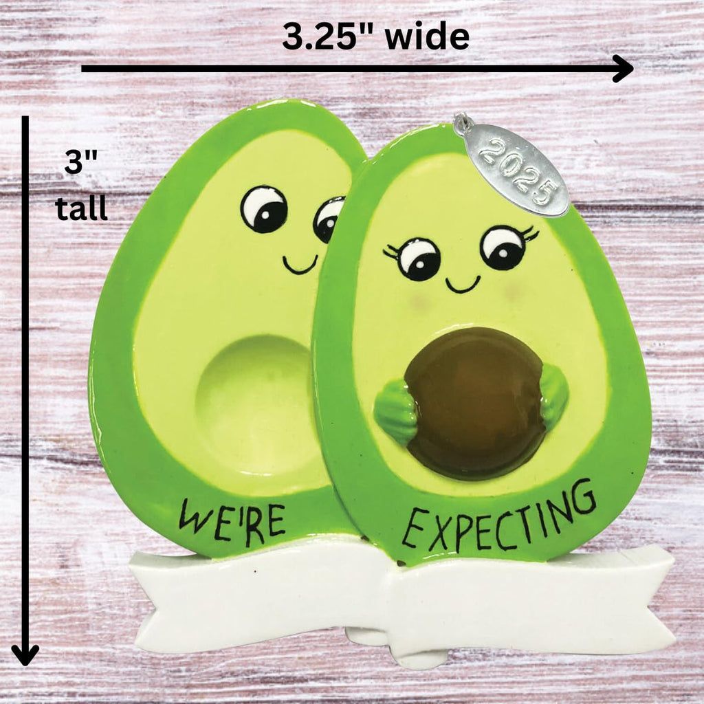 Avocado Couple Expecting Ornament - Cute and Funny Pregnancy Ornament To Personalize at home, in gift box