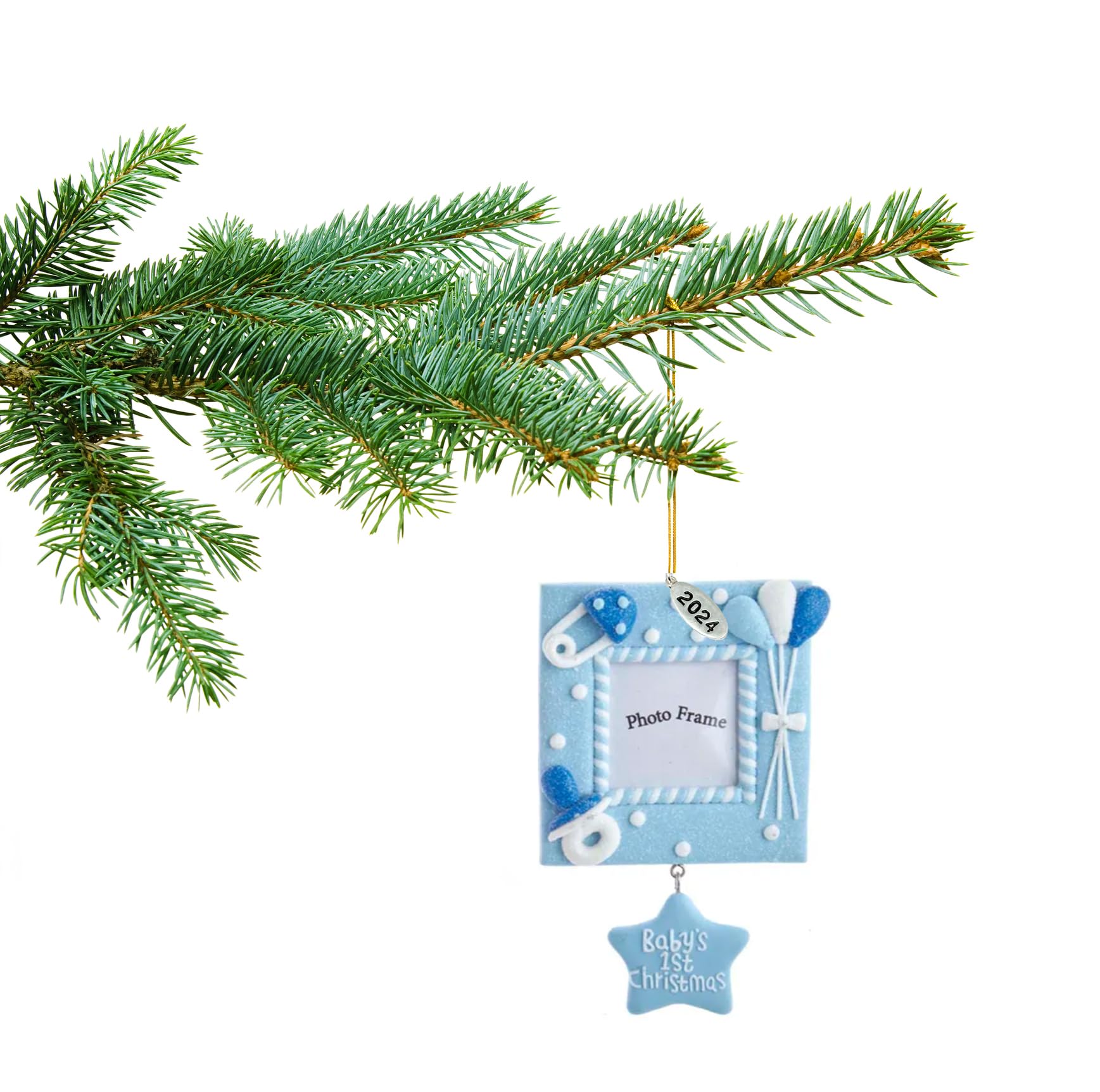 Baby Boy Frame Ornament for Babys First Christmas Ornament 2024 Blue - Can Be Personalized at Home - Comes in a Gift Box So It's Ready for Giving