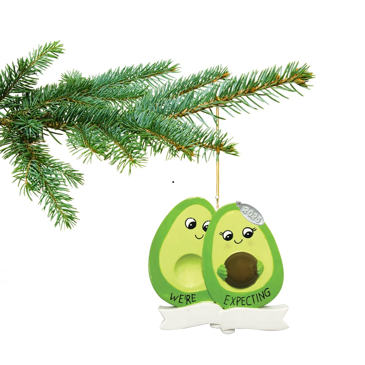 Avocado Couple Expecting Ornament - Cute and Funny Pregnancy Ornament To Personalize at home, in gift box