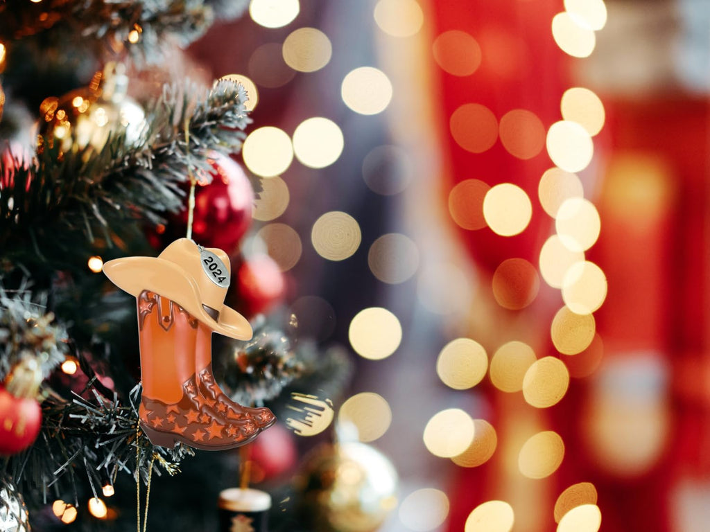 Brown Cowboy Boot Ornament, Arrives in Gift Box