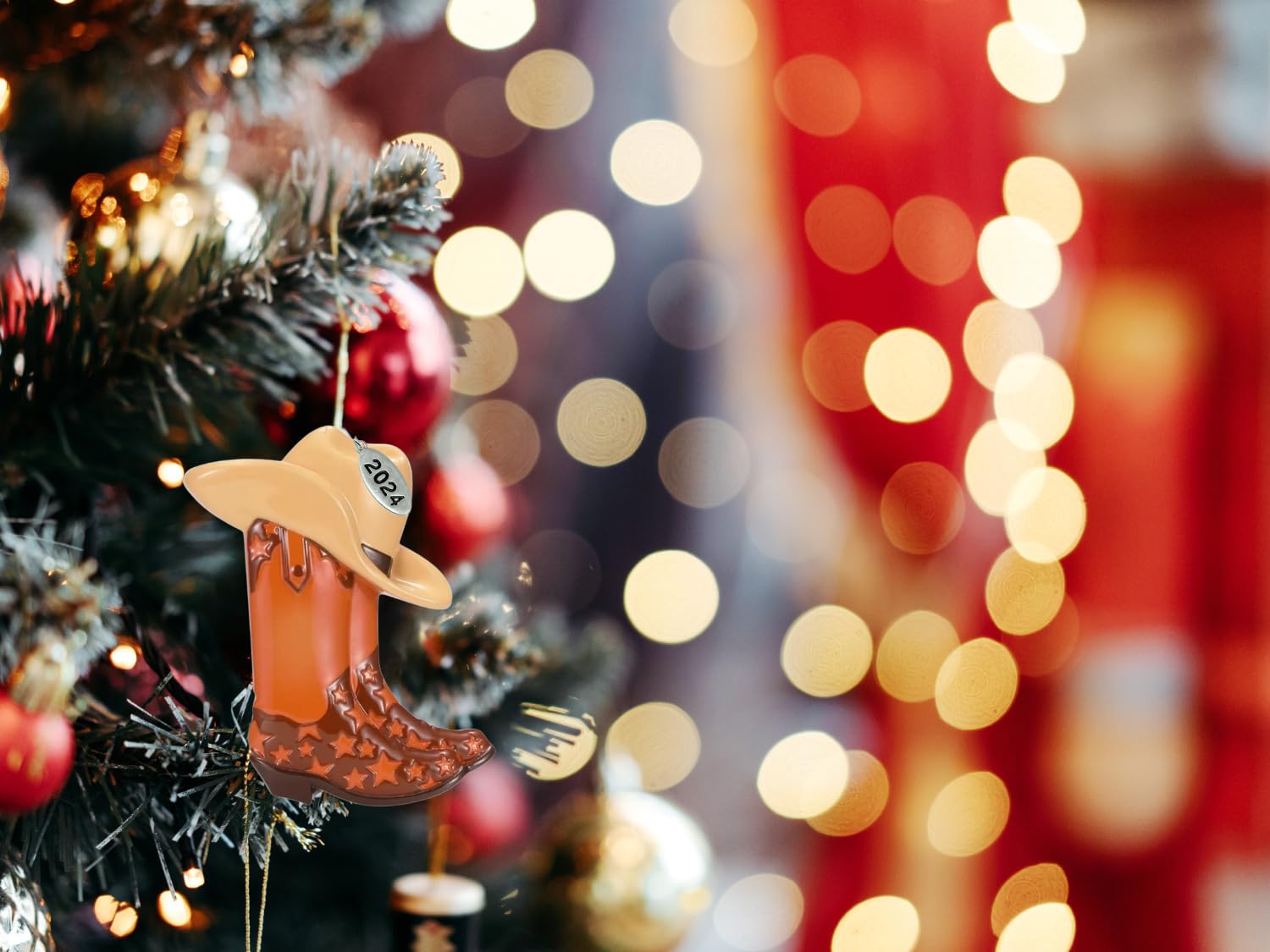 Brown Cowboy Boot Ornament, Arrives in Gift Box