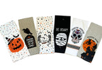 Halloween Kitchen Towels - Set of 6 - Fall Kitchen Towels Halloween Dish Towels for Kitchen - 100% Cotton - A Variety Set of White, Dark Beige & Black Towels with Colorful Halloween Graphics