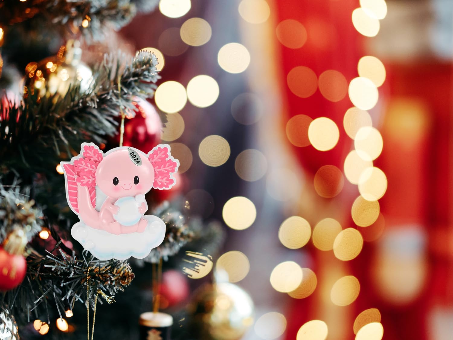 2025 Axolotl Christmas Ornament - Cute Pink Axolotl Ornament, Comes in Gift Box