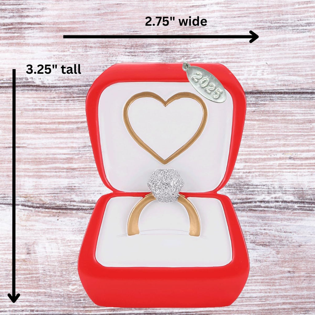 2025 Engagement Ornament - Diamond Ring in Red Box - Can Be Personalized At Home, Comes in Gift Box