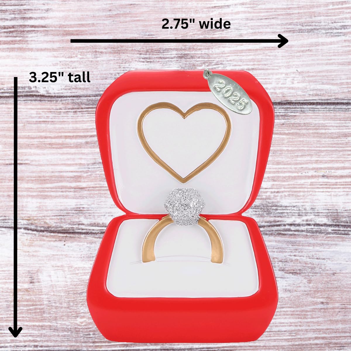 2025 Engagement Ornament - Diamond Ring in Red Box - Can Be Personalized At Home, Comes in Gift Box