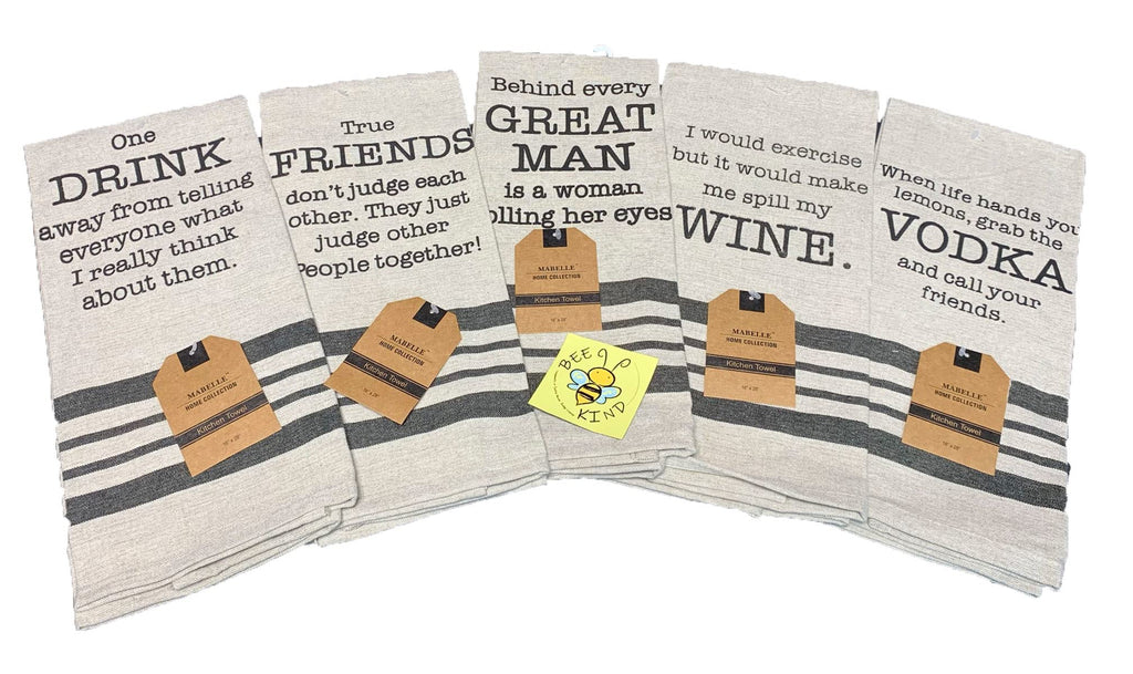 2 Piece Funny Phrases Waffle Kitchen Dish Towel Bundle, Eating Chips By  Mistake and Wine Everyday