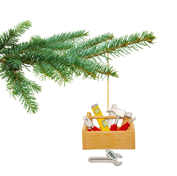 Handyman Gifts 2024 Carpenter Ornament, Handyman Ornament, dad Ornament - Tools and Toolbox - Easy to Personalize at Home - Comes in a Gift Box so It's Ready for Giving