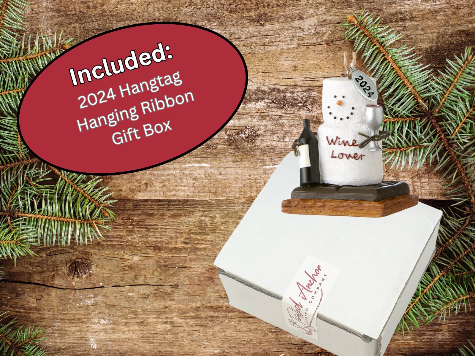 Wine Lover Gifts, Smores Wine Lover Ornament, Wine Christmas Ornament - Comes in a Gift Box so It's Ready for Giving