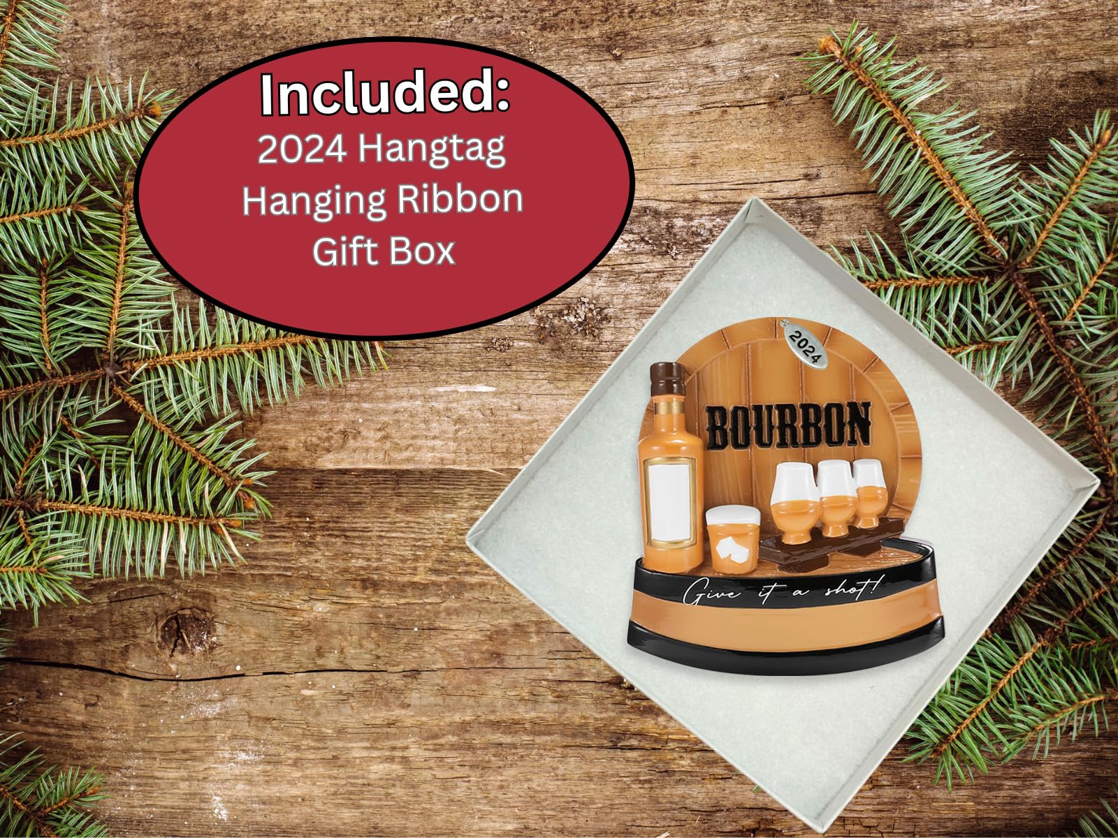 Bourbon Whiskey Christmas Ornaments - Can Easily Be Personalized at Home, Great Bourbon Gifts for Men, Bourbon Stocking Stuffers, Comes in Gift Box