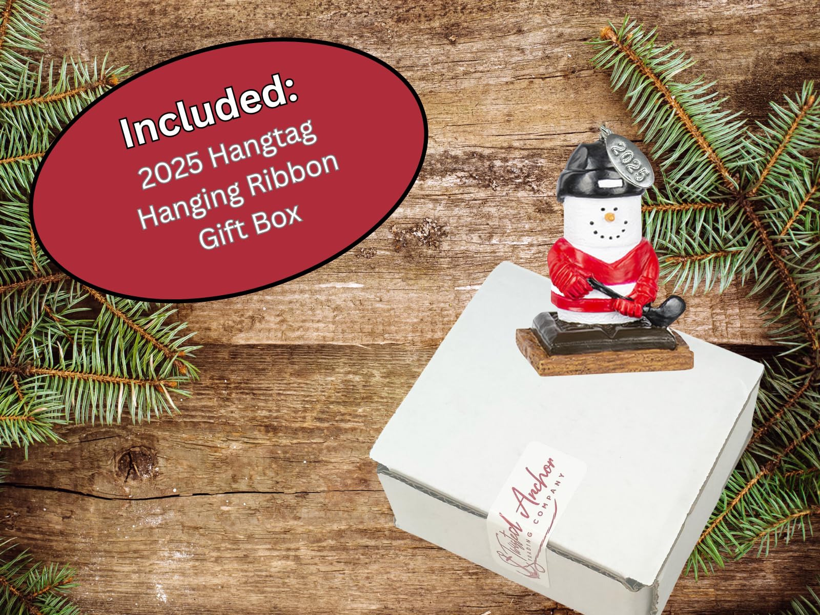 Smores Hockey Christmas Ornament, Hockey Player Gift Idea, Comes In Gift Box, Hangtag w Year