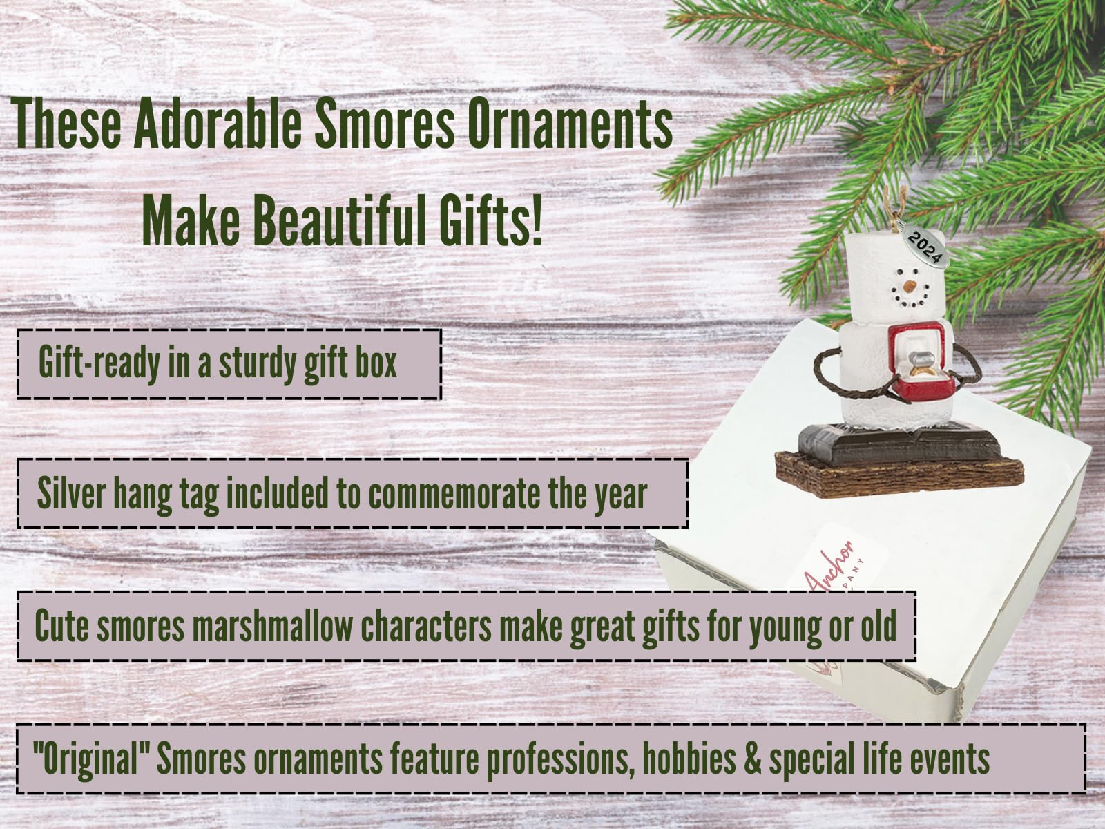 Smores Ornament - Engagement Ornament, Just Engaged Ornament - Comes in Gift Box