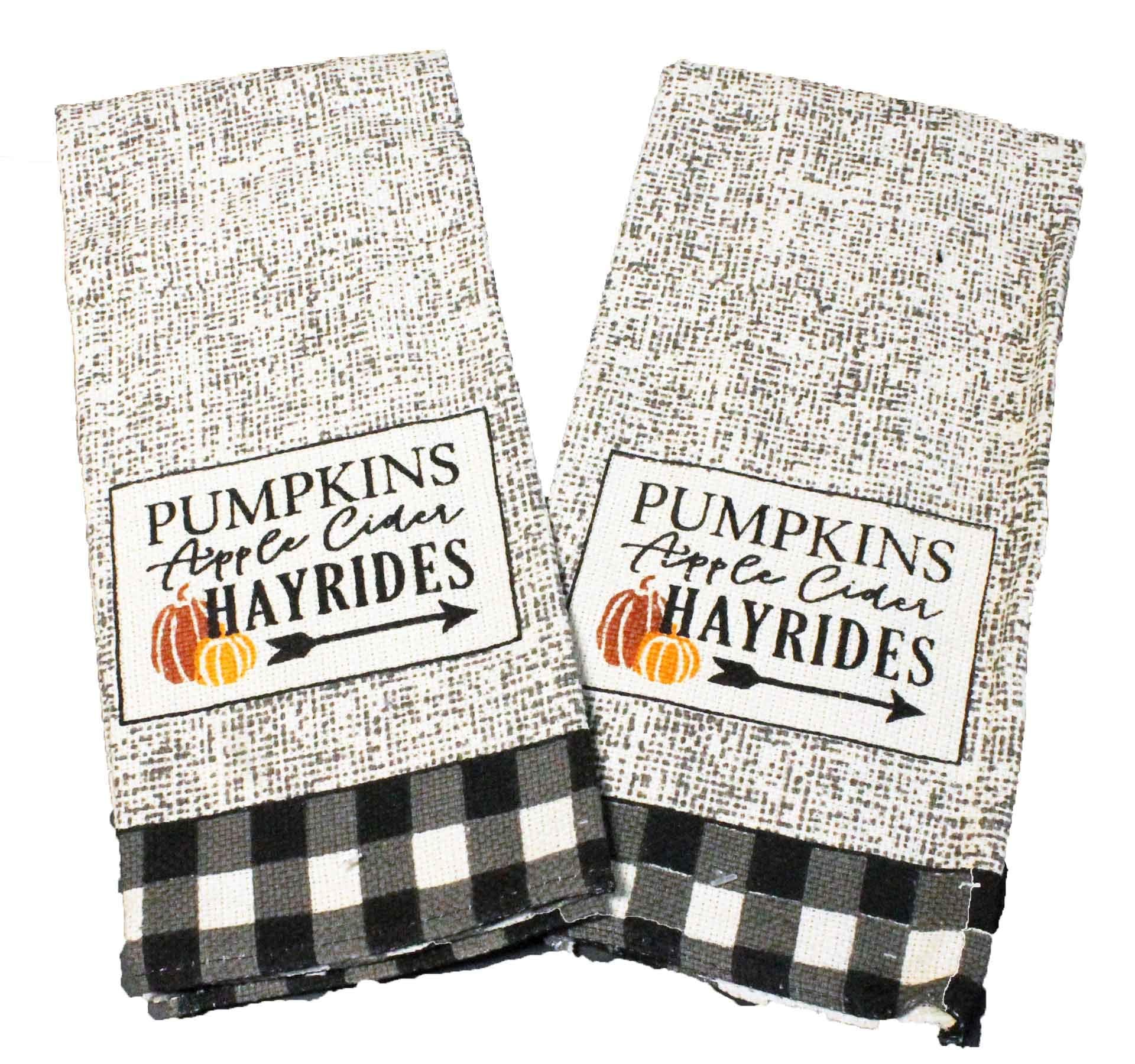 8 pc Fall Placemats Set - Buffalo Plaid Placemats with Apple Cider, Hayrides & Pumpkins - Tapestry Style Autumn Home Decor