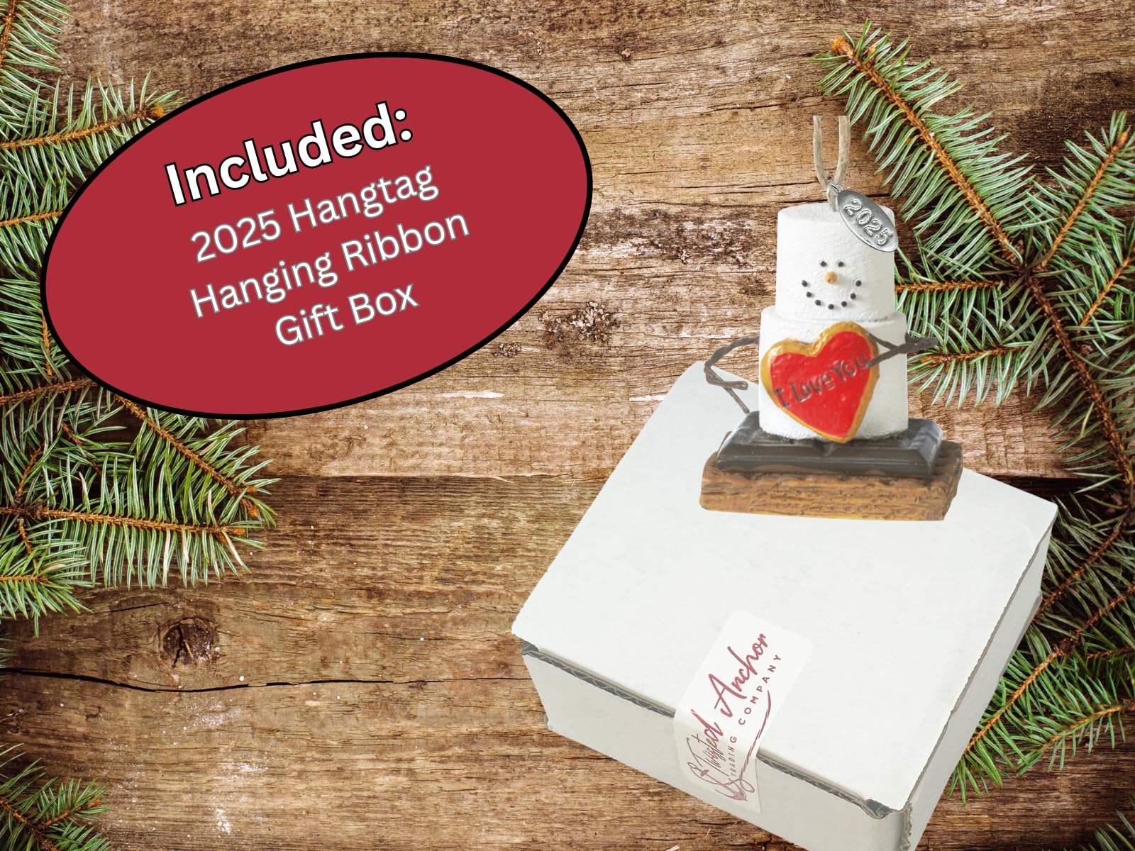I Love You Smores Christmas Ornament 2024 with Heart, Great I Love You Gift for Boyfriend, Girlfriend, Husband, Wife, with 2024 hangtag, Comes in a Gift Box