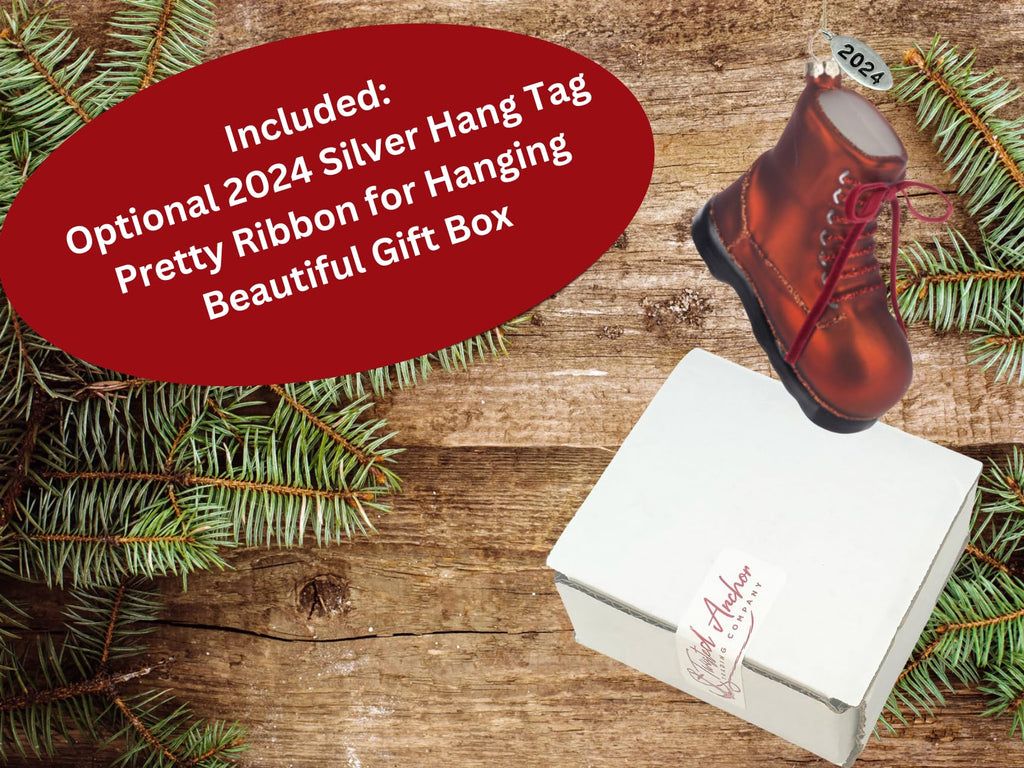 2025 Camping Ornaments Backpacking, Hiking Ornament - Stunning Dangling Hiking Boot 5" - Comes in a Gift Box so It's Ready for Giving