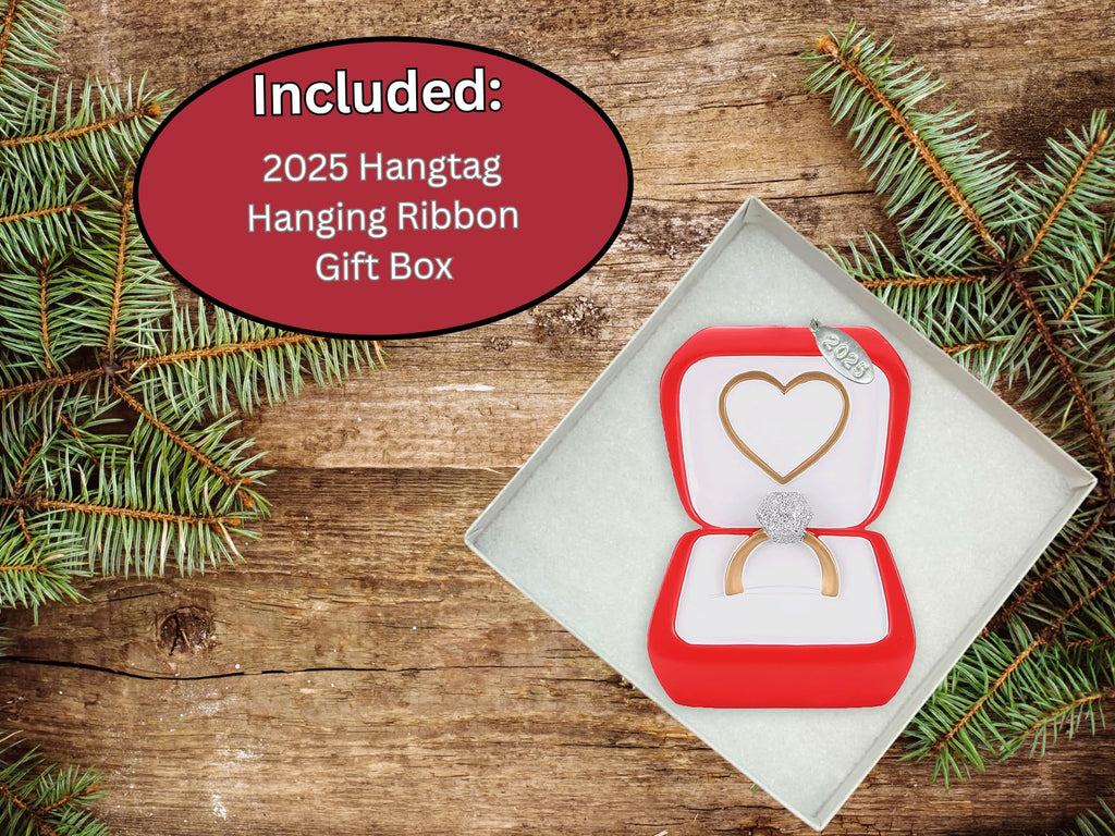 2025 Engagement Ornament - Diamond Ring in Red Box - Can Be Personalized At Home, Comes in Gift Box