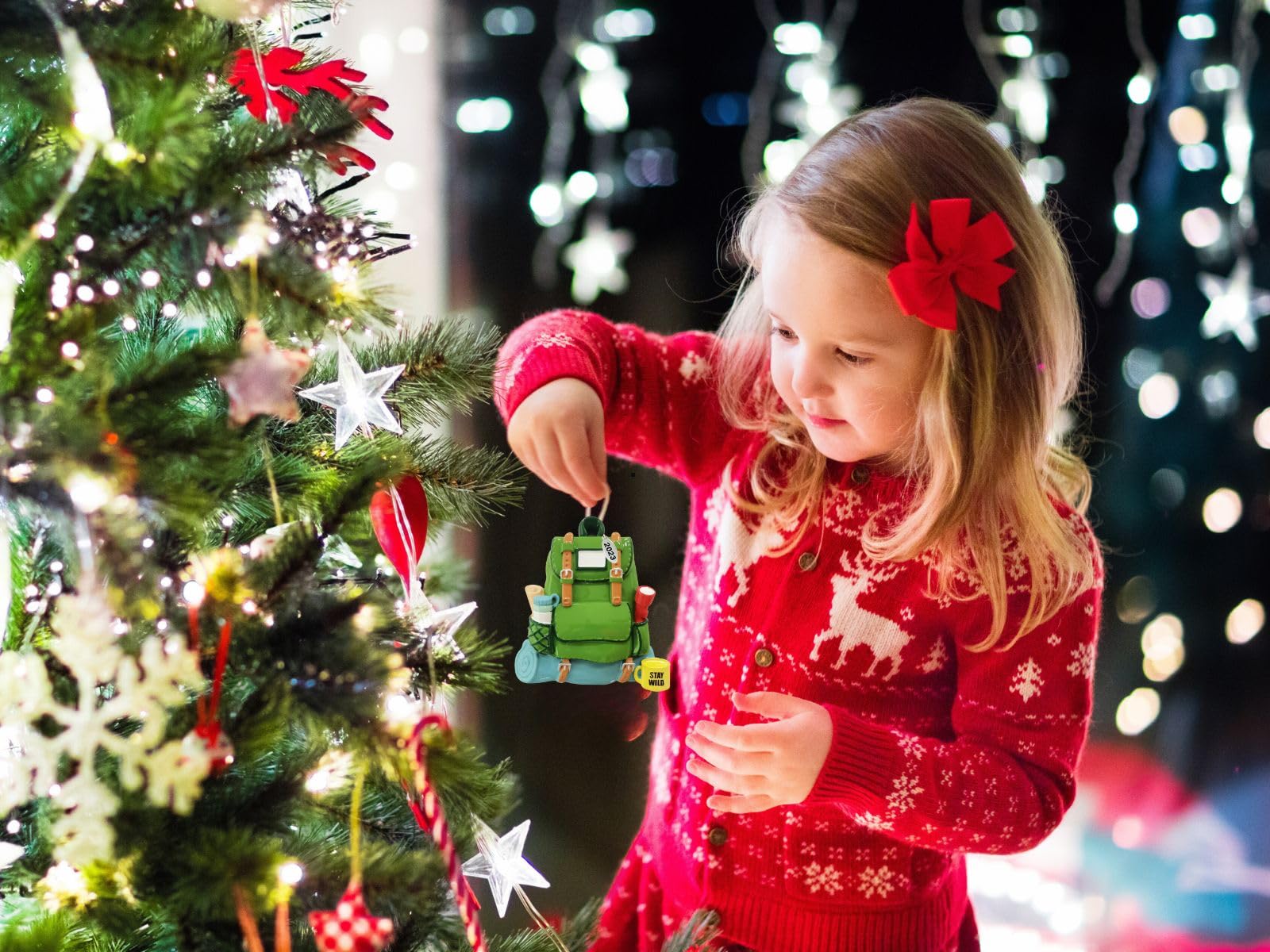 Green Backpack Ornament - Great for Hiking, Camping Gifts - Can Be Personalized at home, In Gift Box