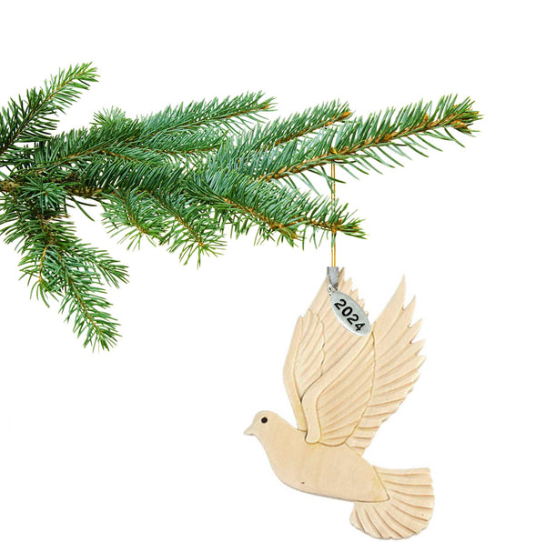 Stunning White Wood Dove Ornament, 2024 Dove of Peace Ornament, Religious Ornaments - Handcrafted, Comes in a Gift Box so It's Ready for Giving