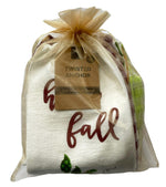 8 PC Checked Flour Sack Fall Thanksgiving Plaid Kitchen Towels Gift Set w Hello Pumpkin