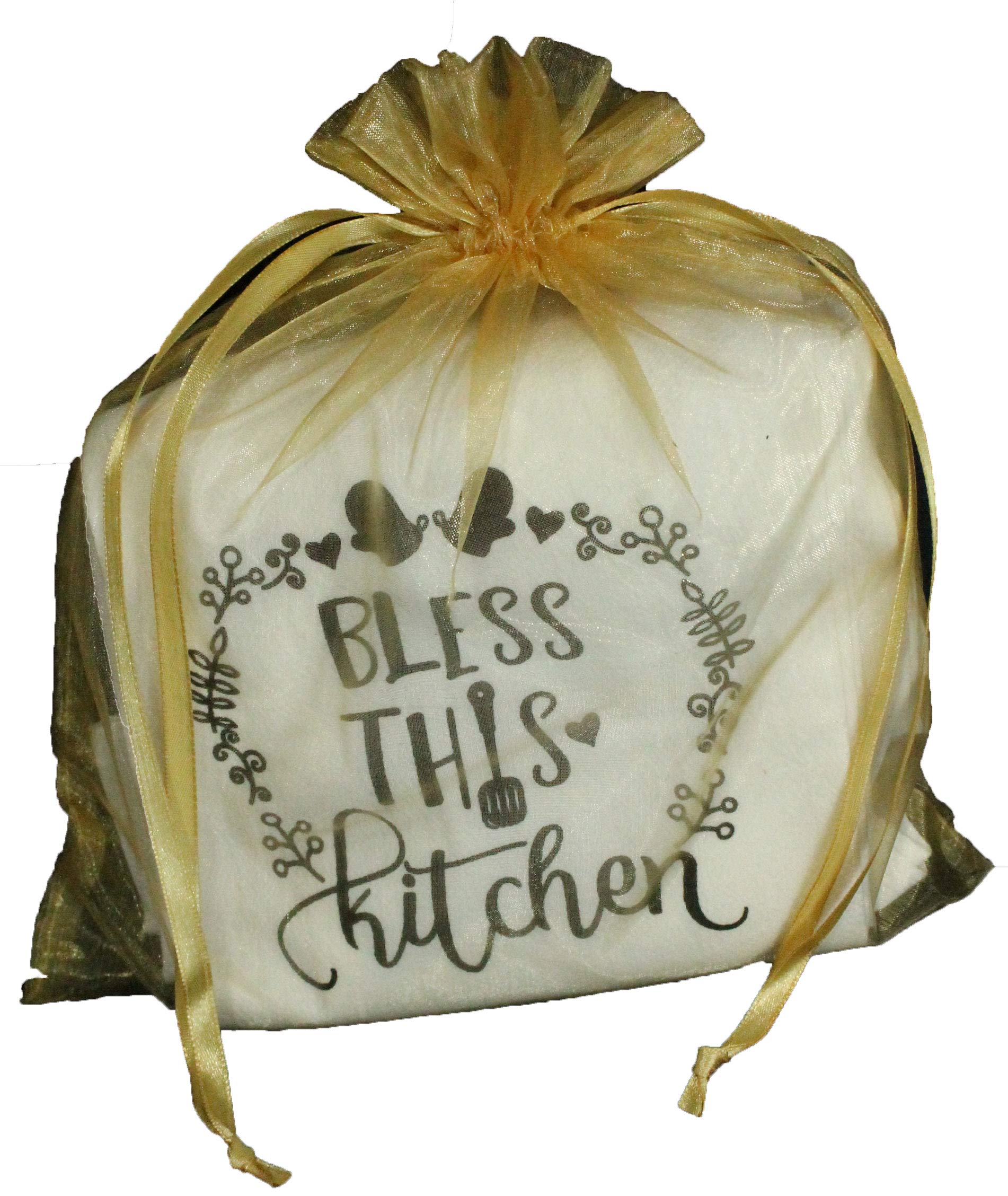 Everyday "Kind Sentiment" Kitchen Dish Towels - Set of 5 - Great Teacher or Gift Set for Women - Comes in a pretty Organza Gift Bag