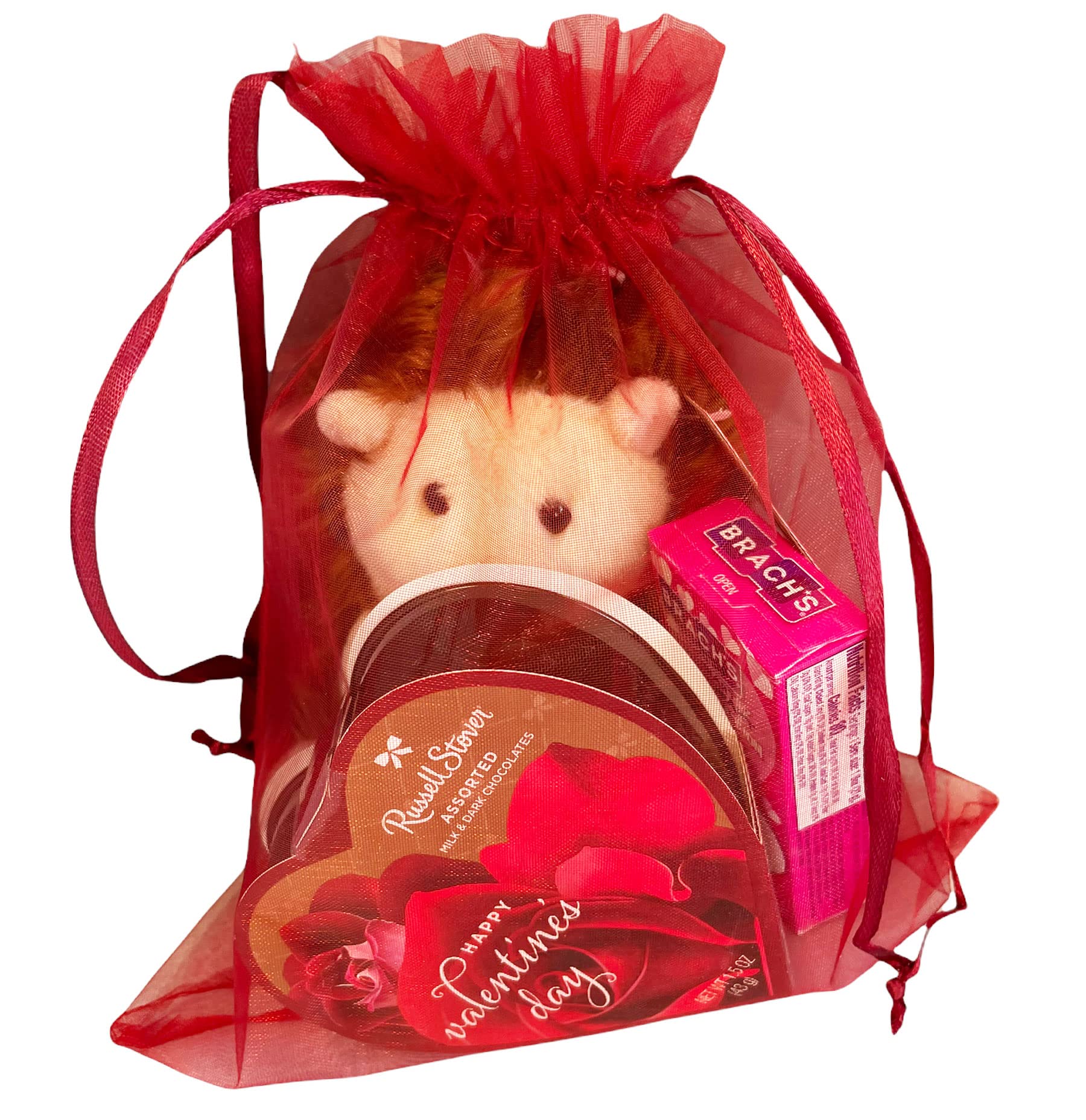 Valentines Day Gifts - 3 Pc Valentines Gift Set - Valentine Hedgehog Plush Friend with 1.75 oz Russell Stover Chocolate Heart Candy