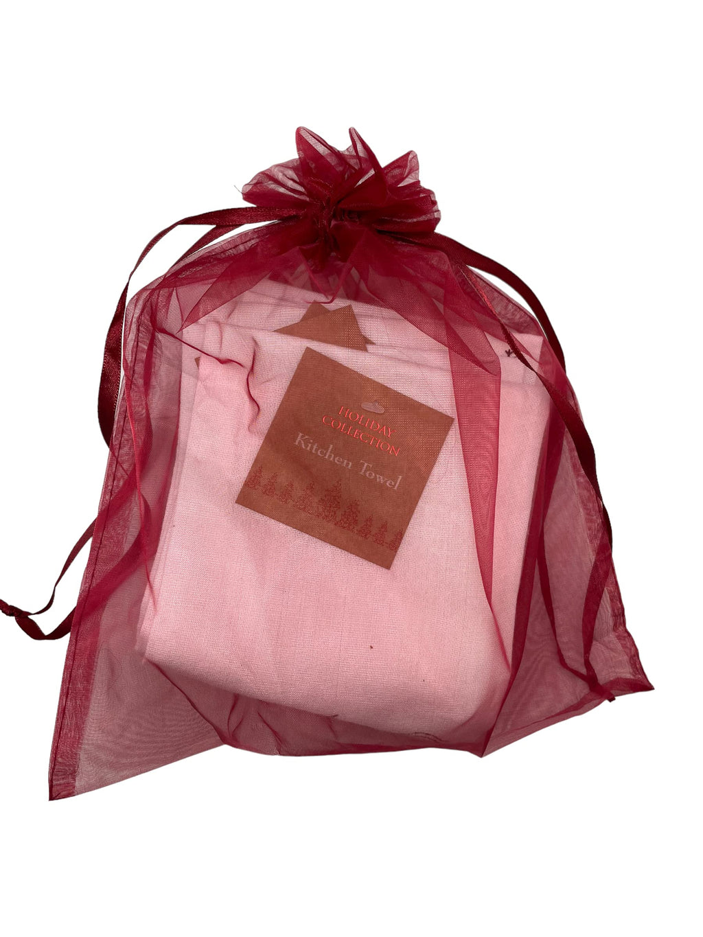 Set of 8 Flour Sack Holiday Christmas Plaid Kitchen Towels Gift Set - Christmas Kitchen Towel Set - Comes in Organza Gift Bag