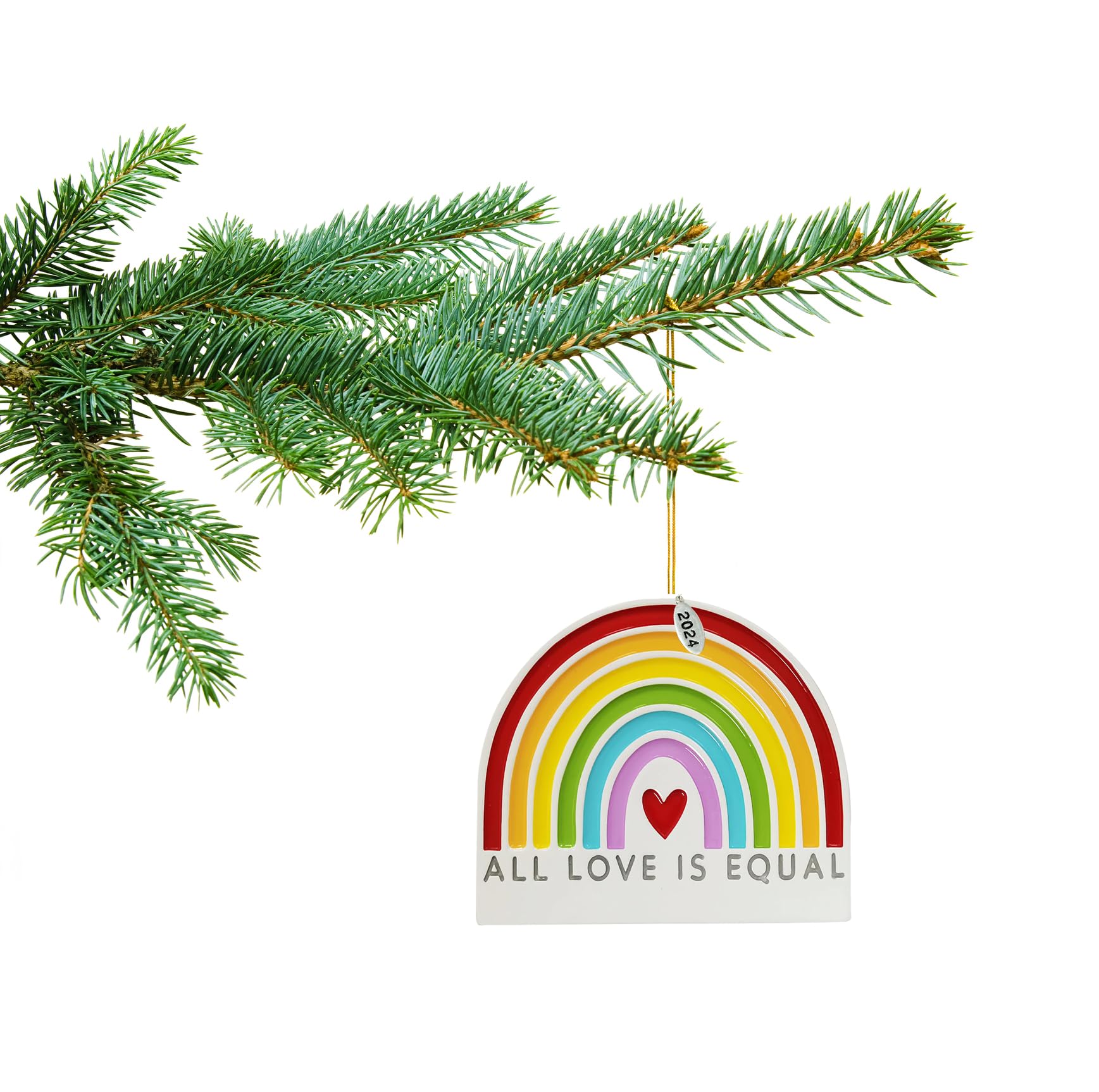 Gay Pride Christmas Ornaments, 2024 Gay Christmas Ornaments for Men or Women - Large Size Ornament - All Love is Equal Rainbow - Easy to Personalize at Home - Comes in a Gift Box