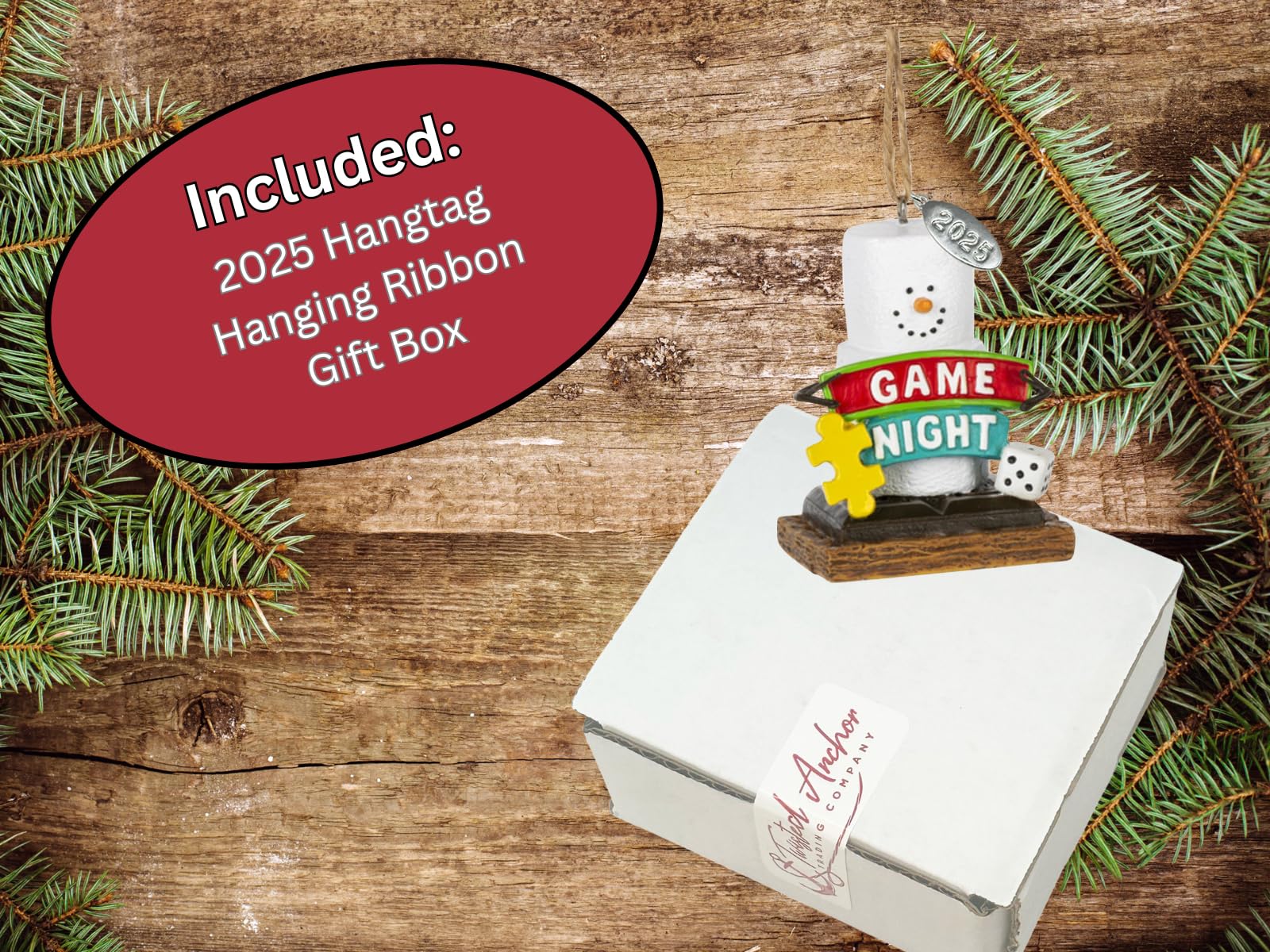 Smores Game Night Christmas Ornament - Arrives in Gift Box - Durable Resin Christmas Ornament - Christmas Tree Decoration and Christmas Tree Ornament - Game Night Ornament - 2024 Christmas Ornament