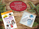 3" Baby Boy Shoe Ornament Babys First Christmas Ornament 2023 Blue Baby Booties - Can Be Personalized at Home - with Gift Box