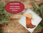 Brown Cowboy Boot Ornament, Arrives in Gift Box