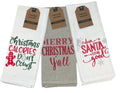 3 Pack Funny Kitchen Towels - Christmas Kitchen Towels - Includes 2 White, 1 Beige Linen Towels - Holiday Kitchen Towels - Comes in Red Organza Bag So its Ready for Giving!