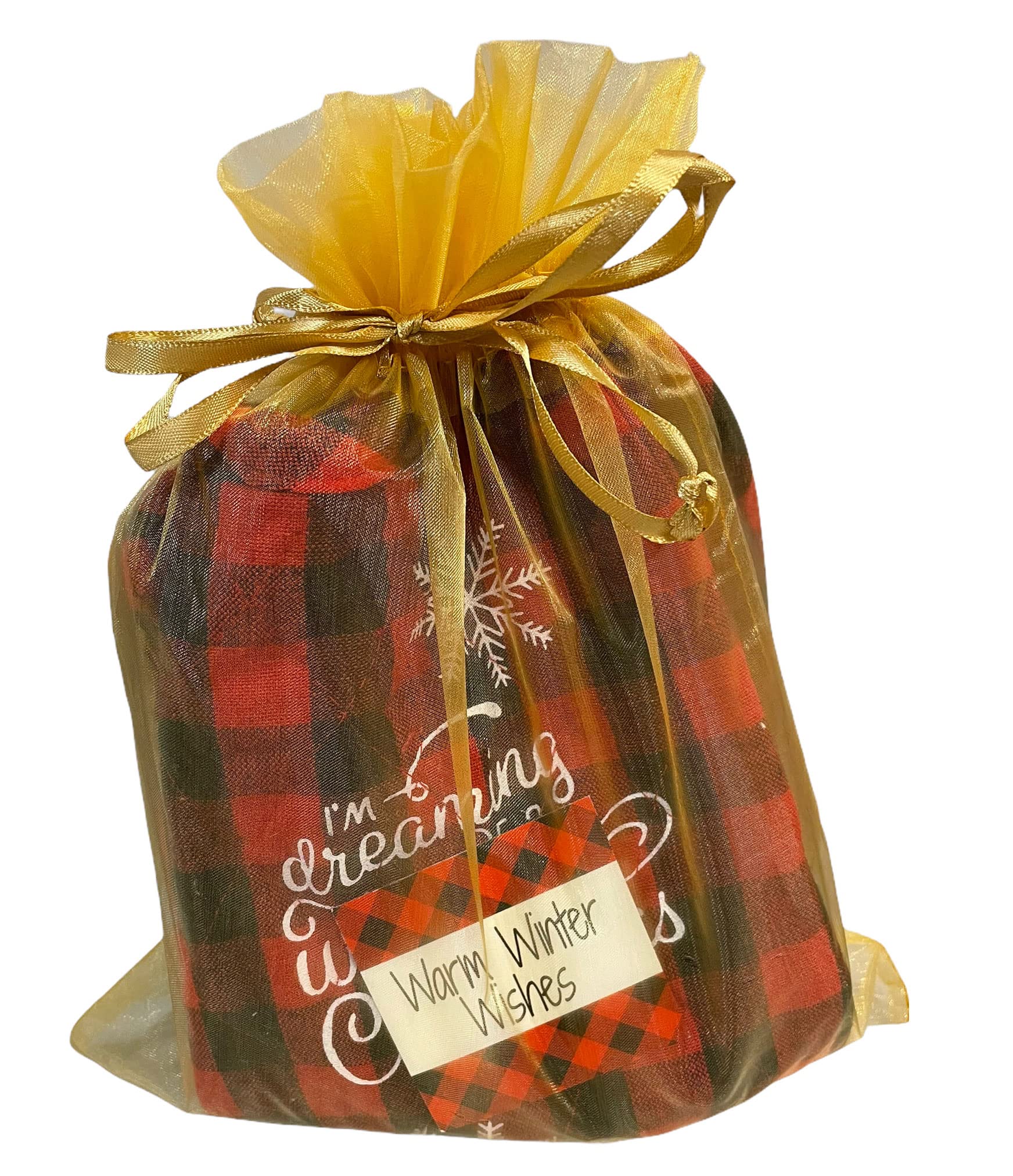 5 pc Buffalo Plaid Kitchen Towels Set w/Pot Holder, Oven Mitt, Kitchen Magnet Christmas Kitchen Towels, Decor - Comes in an Organza Bag so It's Ready for Giving! (I'm Dreaming of A White Christmas)