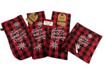 5 pc Buffalo Plaid Kitchen Towels Set w/Pot Holder, Oven Mitt, Kitchen Magnet Christmas Kitchen Towels, Decor - Comes in an Organza Bag so It's Ready for Giving! (I'm Dreaming of A White Christmas)