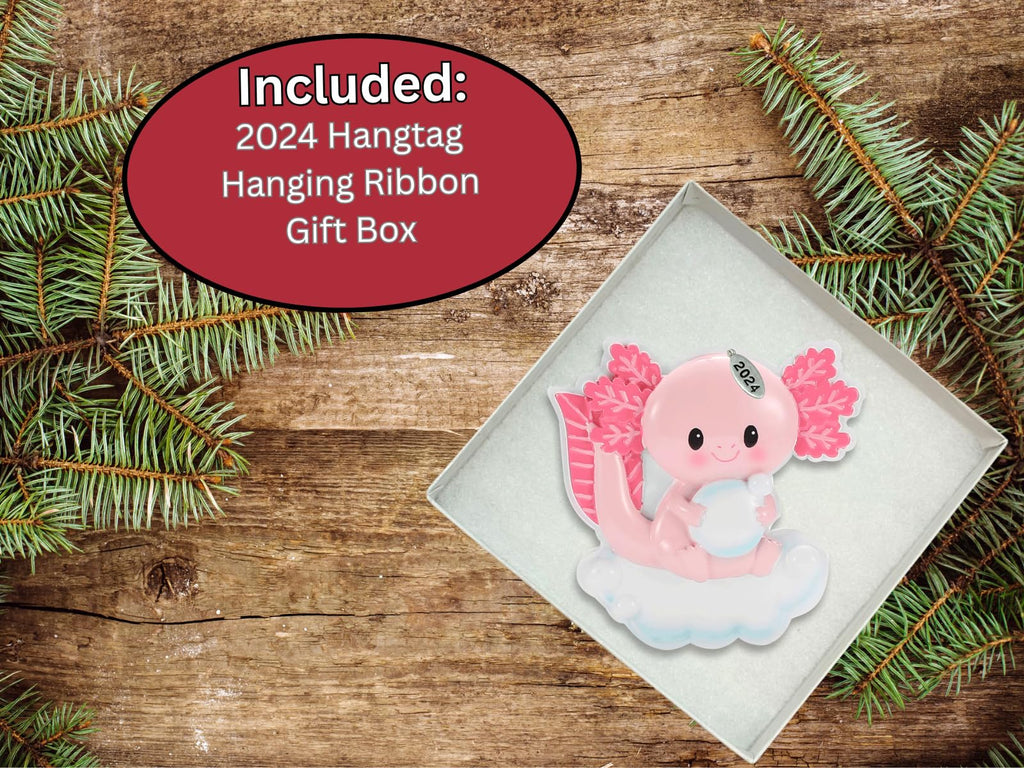 2025 Axolotl Christmas Ornament - Cute Pink Axolotl Ornament, Comes in Gift Box
