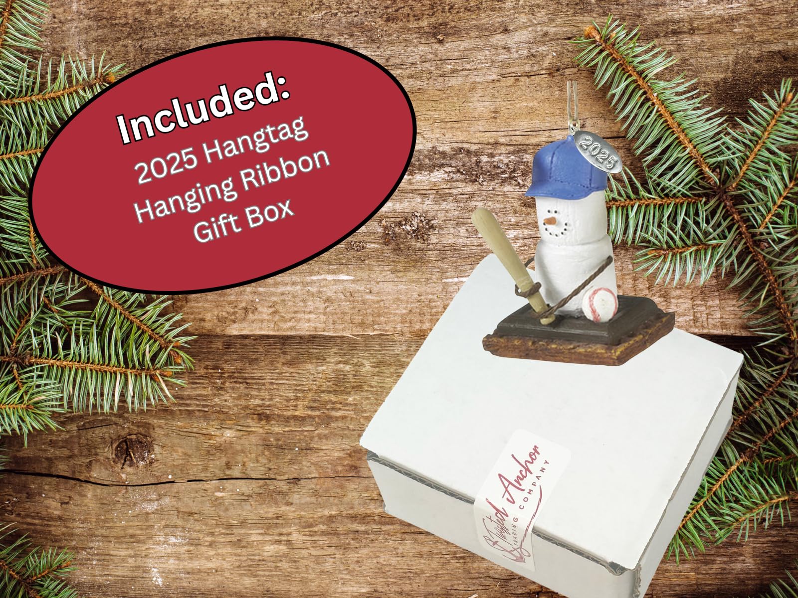 Baseball Ornament, Smores Baseball Christmas Ornament Gift, Stocking Stuffer - Comes in Gift Bag, Hangtag w Year