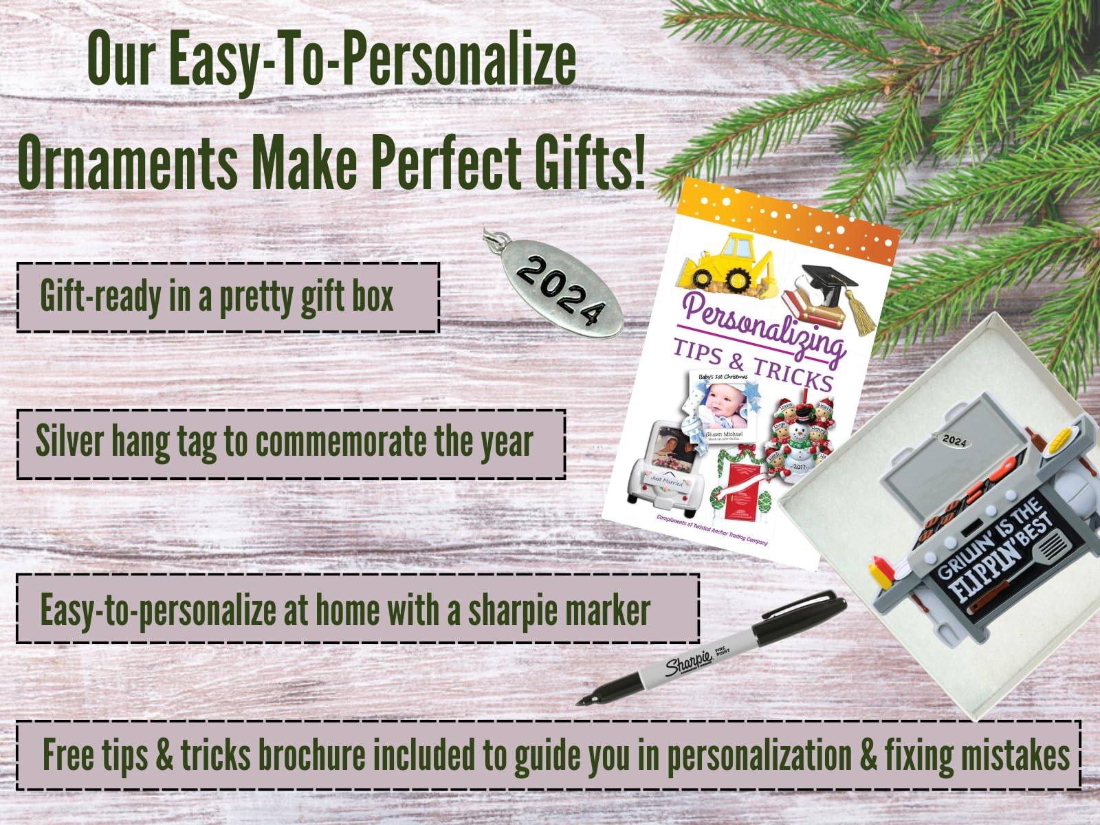 BBQ Grill, Smoker Christmas Ornament - Easy to Personalize at Home - Comes in Gift Box