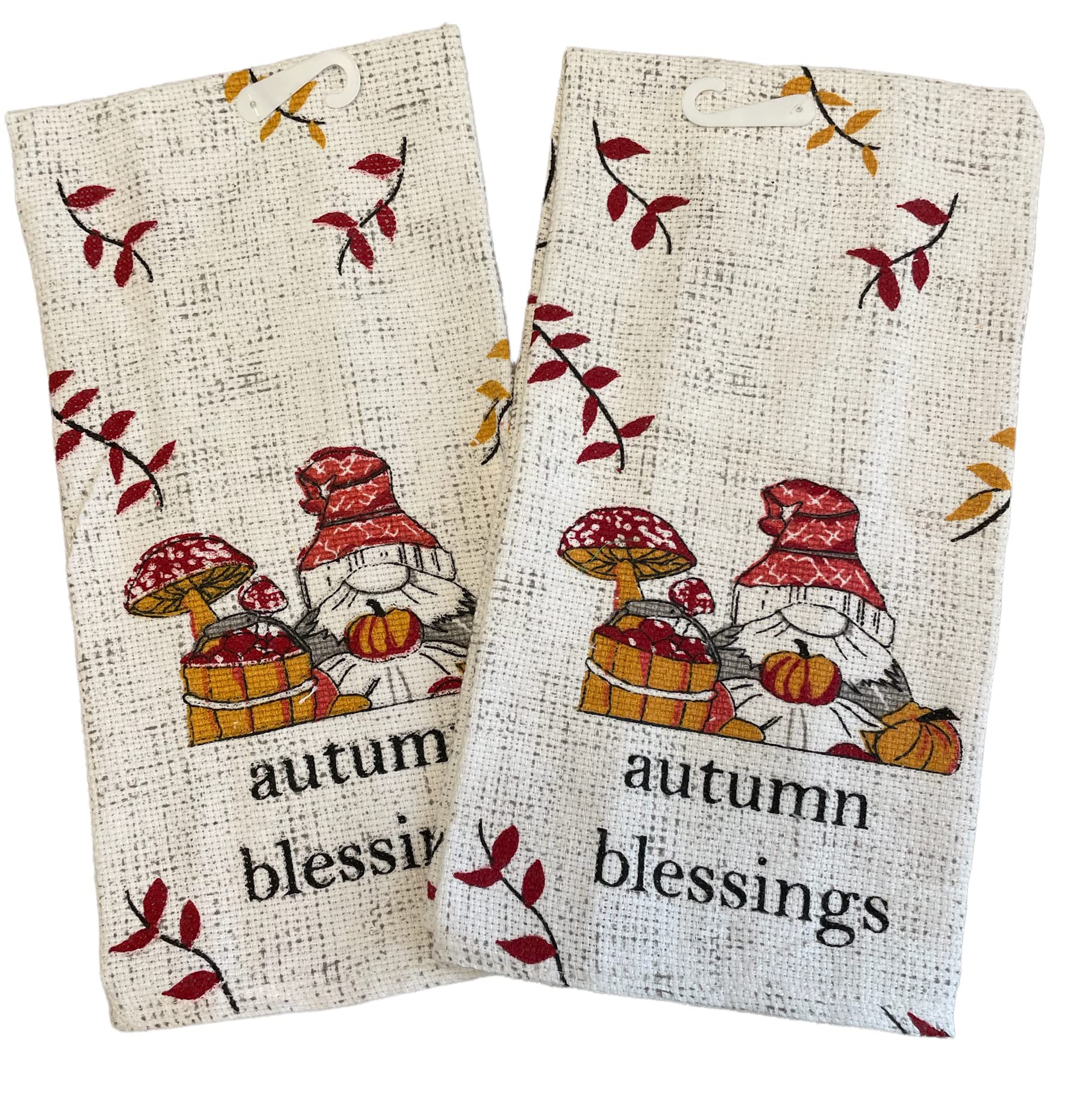 Twisted Anchor Trading Company Gnome Placemats Set - Fall Gnome Kitchen Decor Set with Towels and More - Adorable Fall Placemats Set - Comes in Organza Gift Bag (2 Pc Kitchen Set)