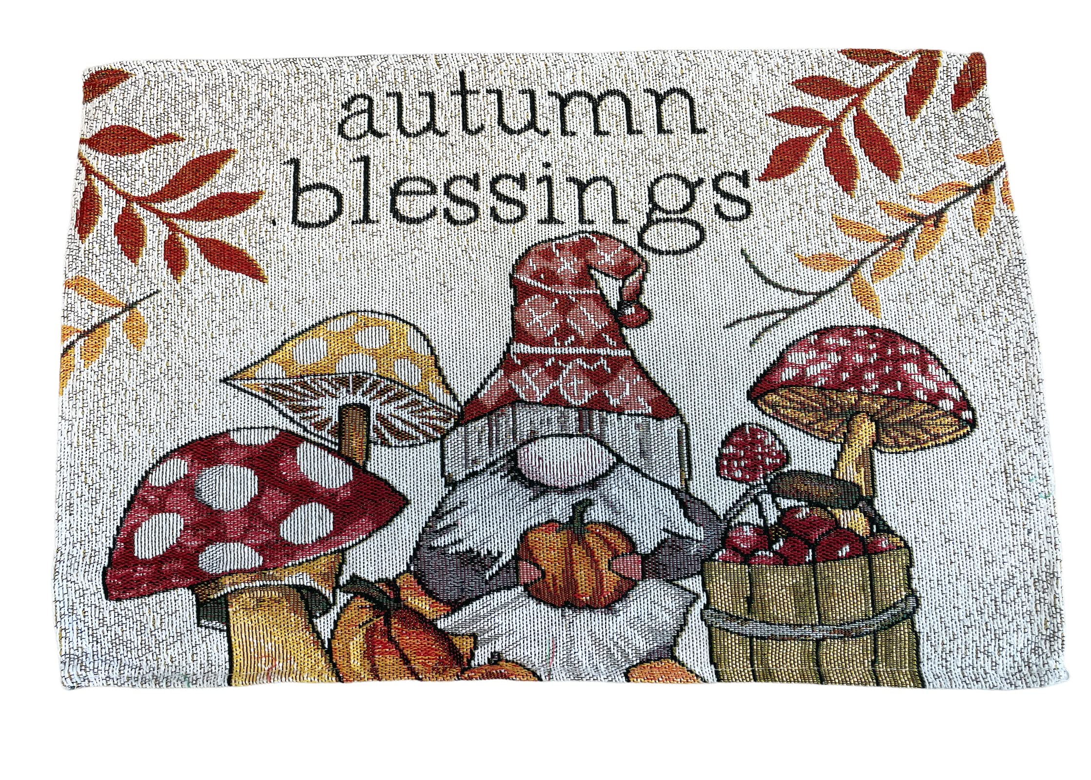 8 pc Gnome Placemats Set - Fall Gnome Kitchen Decor Set with Towels and More - Adorable Fall Placemats Set - Comes in Organza Gift Bag