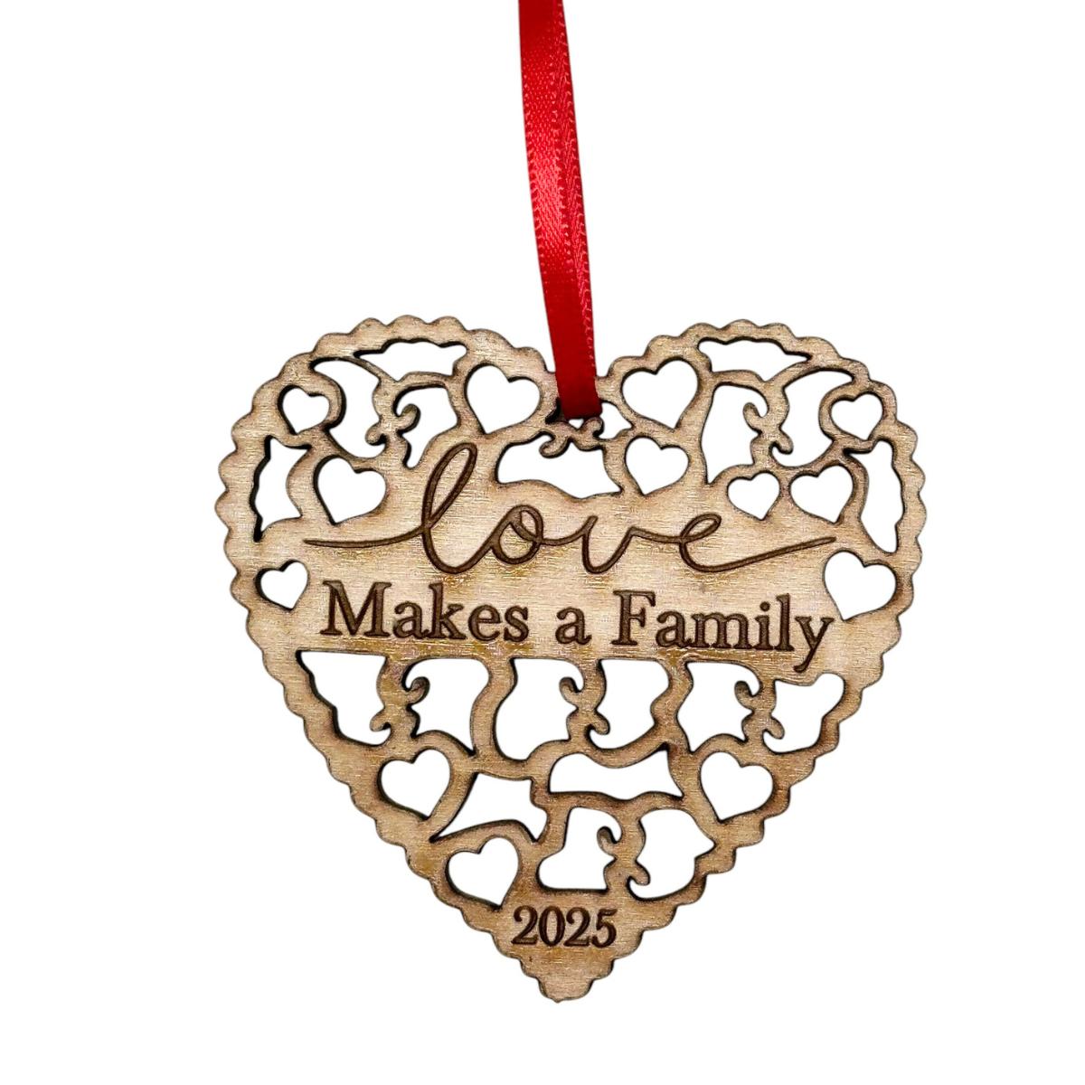 Adoption Gifts, Gotcha Day Gifts, Love Makes A Family Adoption Ornament in Laser Cut Wood 2025, Great Adoption Gifts for Family Or Our Blended Idea, Comes in a Gift Box