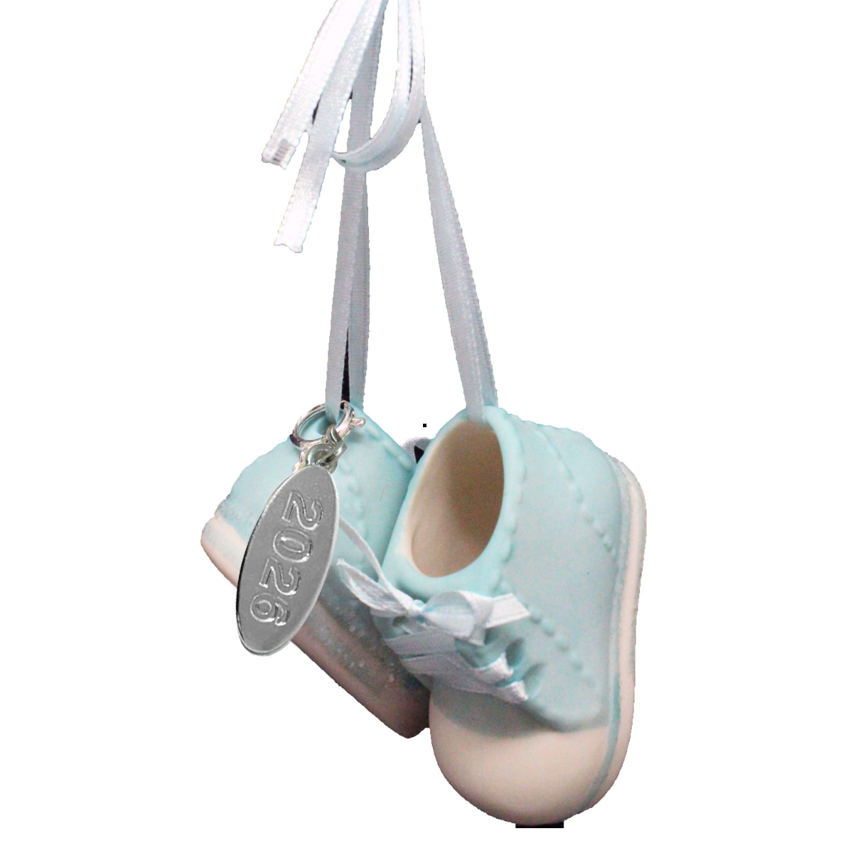 2026 Baby Boy Booties Ceramic Ornament - Hanging Baby Boy Blue Shoes, In Gift Box