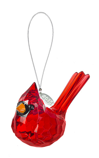 Cardinal Memorial Gift, Red Bird Cardinal Acrylic Sparkling Suncatcher Ornament, Comes w Suction Cup & Gift Box