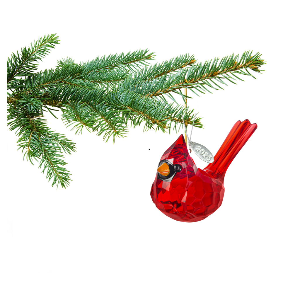 Cardinal Memorial Gift, Red Bird Cardinal Acrylic Sparkling Suncatcher Ornament, Comes w Suction Cup & Gift Box